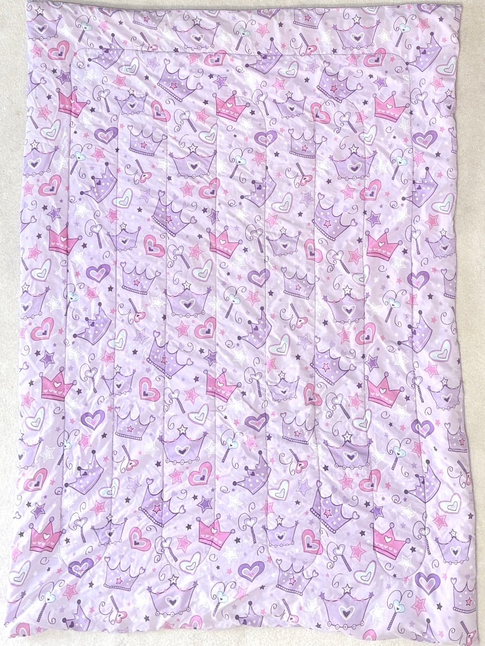 Princess Print 4-Piece Bedding Set - Purple & Pink Twin Bed Size - Picture 1 of 9